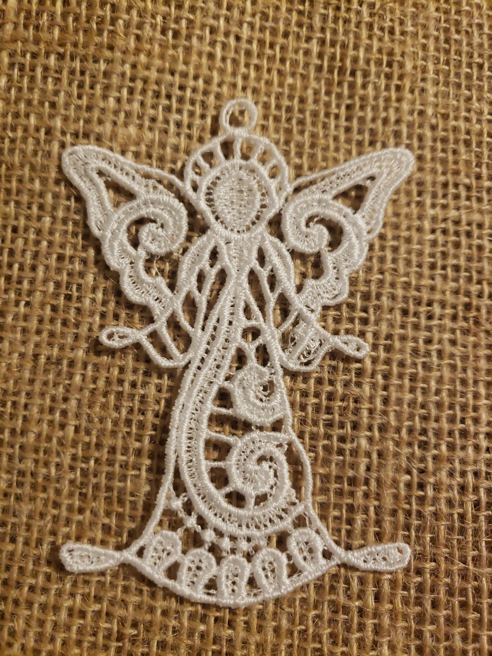 White Lace Angel Ornament – Elegant Textile Décor christmas tree